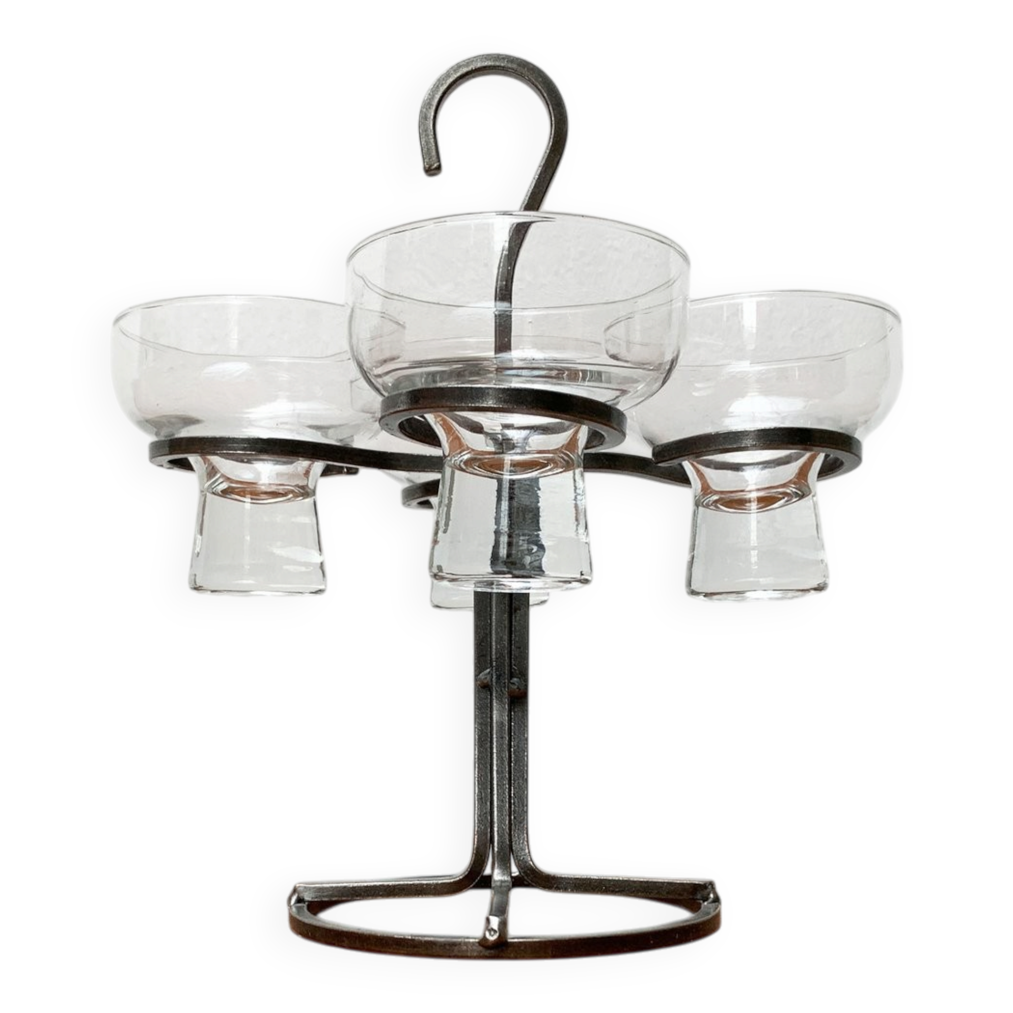 Danish metal and glass candlestick, 1960s