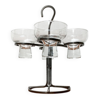 Danish metal and glass candlestick, 1960s