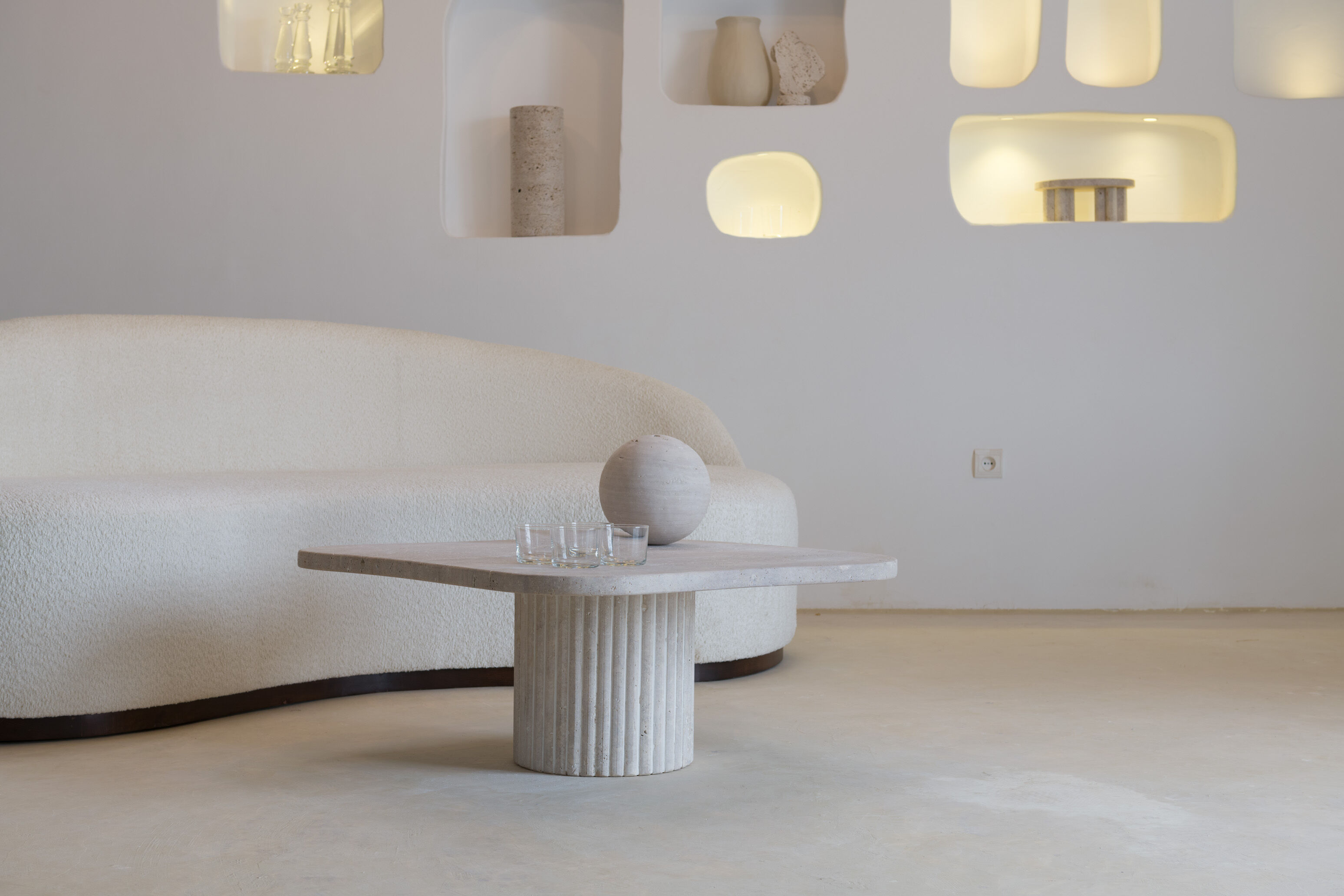 Athena irregular coffee table in natural travertine