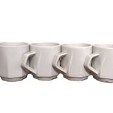 Set of 4 white porcelain cups from Apilco + saucers