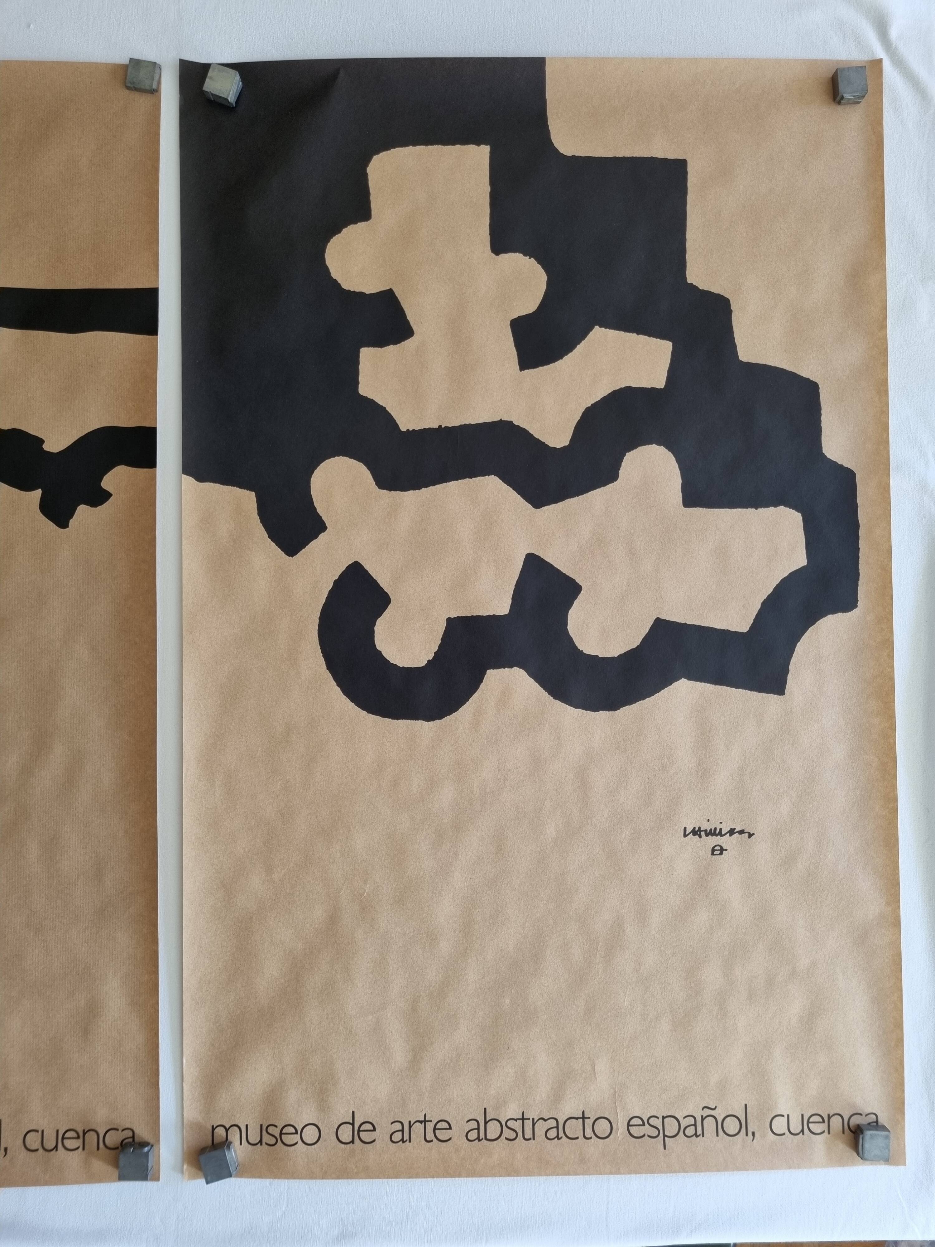 Two Eduardo Chillida screen-printed posters, abstraction on kraft paper, 50 x 70 cm