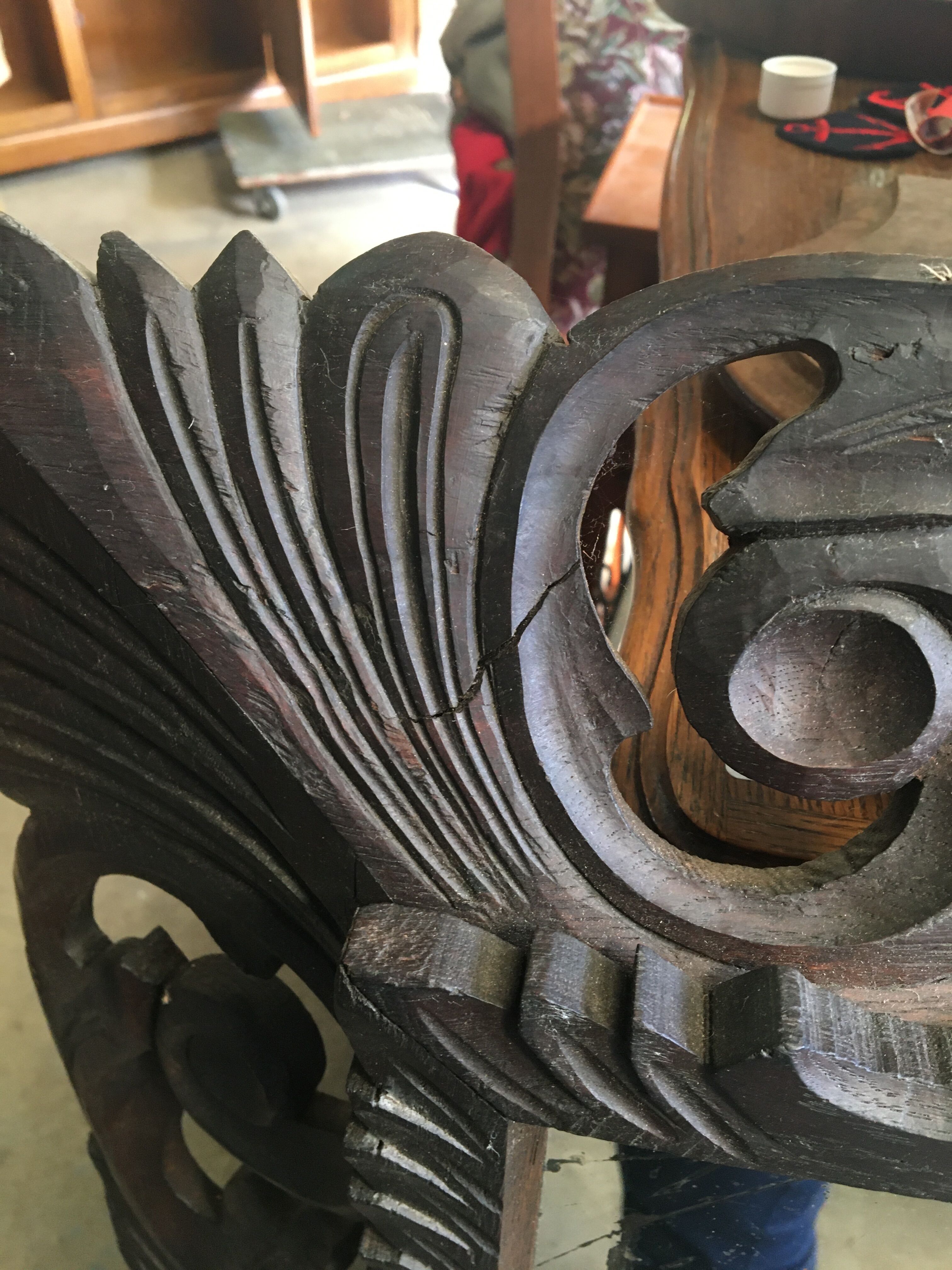 Ancient mirror framed carved oak