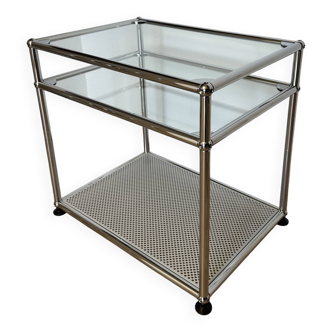Table d’appoint USM Haller en verre et Gris Clair 1/2