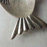 Old ashtray in silver metal, fish shape, vintage