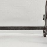 Pair of vintage steel fleur-de-lys andirons