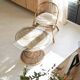 Table basse diabolo en rotin et plateau en verre