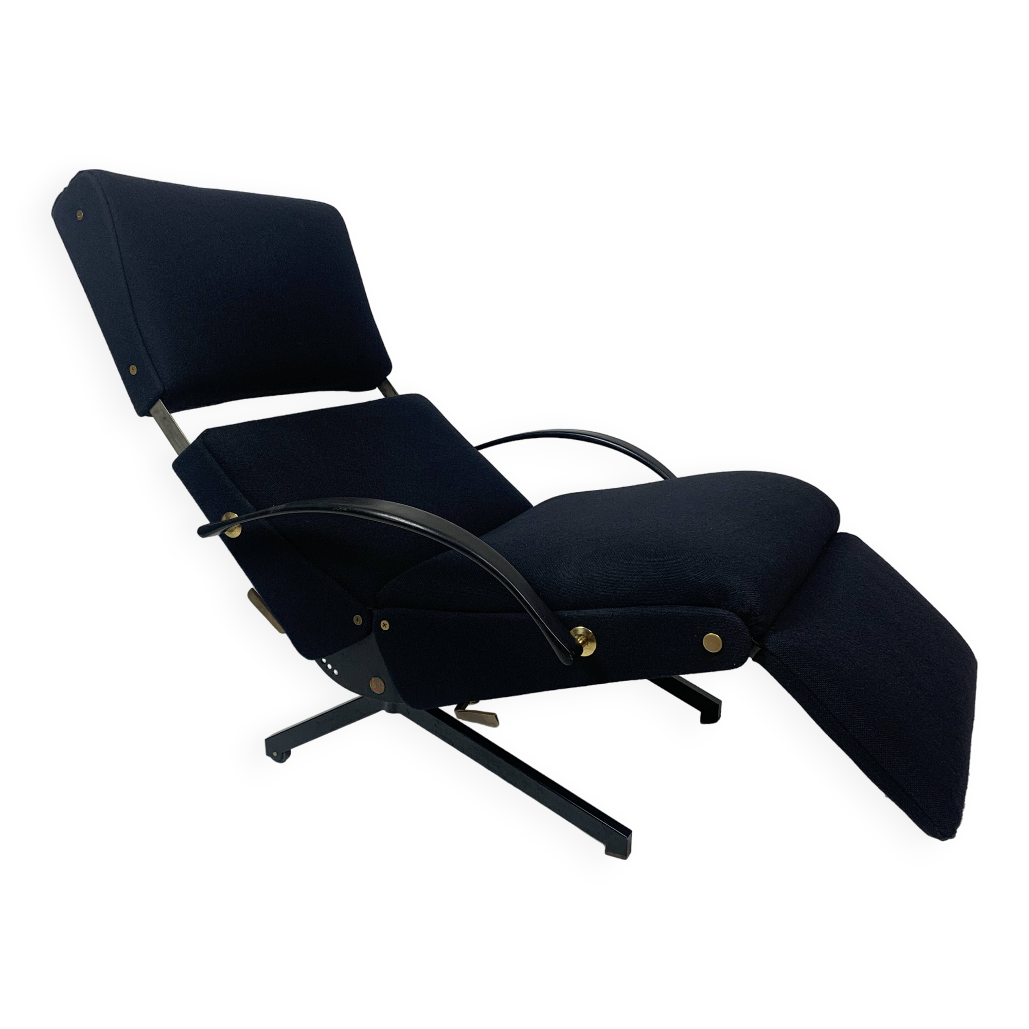 Fauteuil lounge italien vintage bleu marine foncé par Osvaldo Borsani pour Tecno, 1950