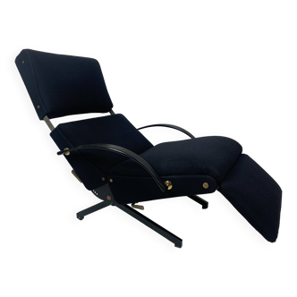 Fauteuil lounge italien vintage bleu marine foncé par Osvaldo Borsani pour Tecno, 1950