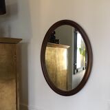 Dark oak oval mirror 77x58cm