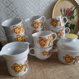 Ensemble 11 tasses à café, sucrier et pichet à lait Wunsiedel Bavaria vintage
