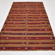Pinstriped Pattern Red Brown Vintage Kilim Rug, 154x246Cm