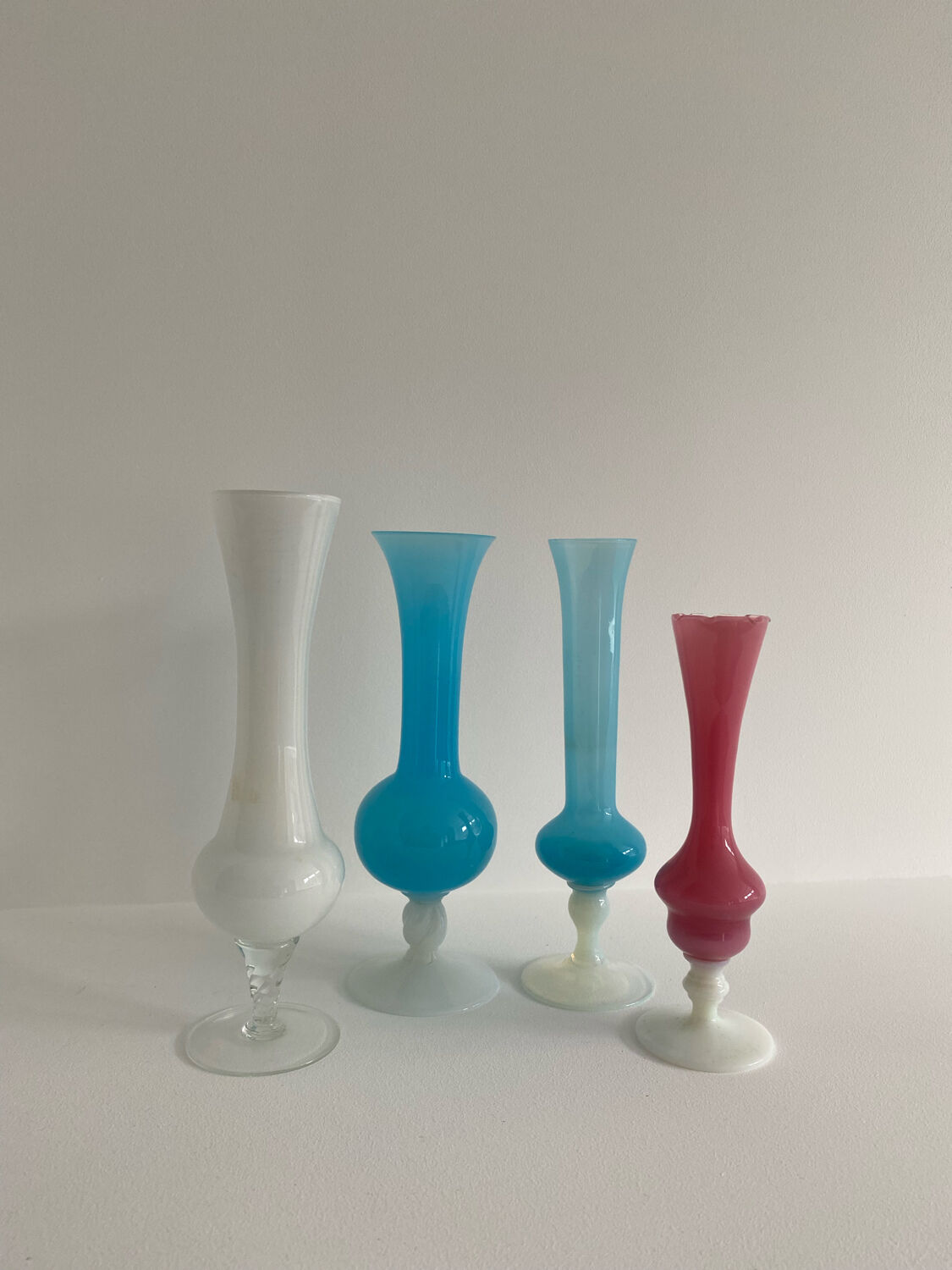Set of 4 vintage opaline vases