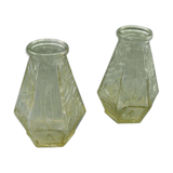 Duo of moulded and bubbled smoked glass vases - Modernism