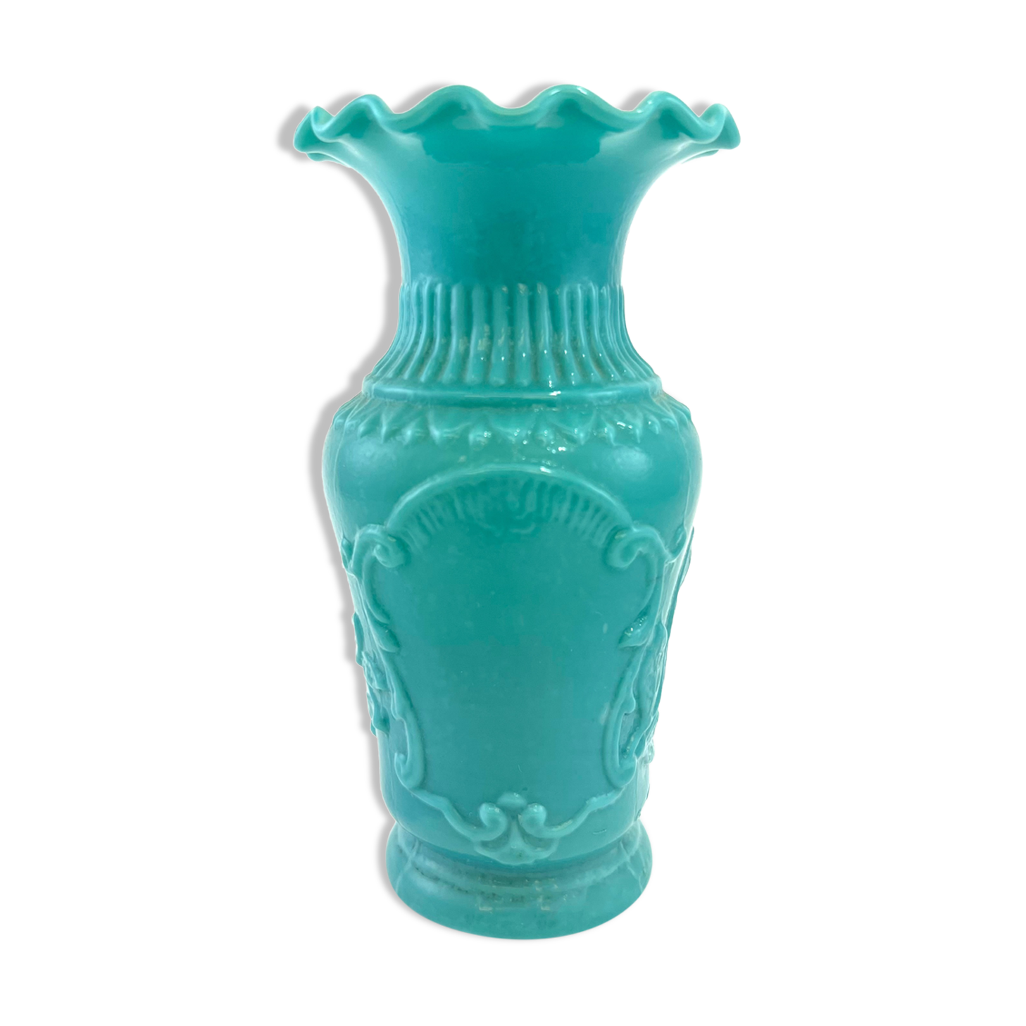 Turquoise blue opaline vase