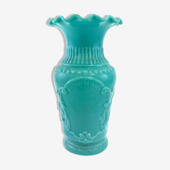 Turquoise blue opaline vase