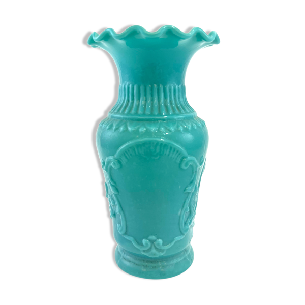 Vase en opaline bleu turquoise — Beyit