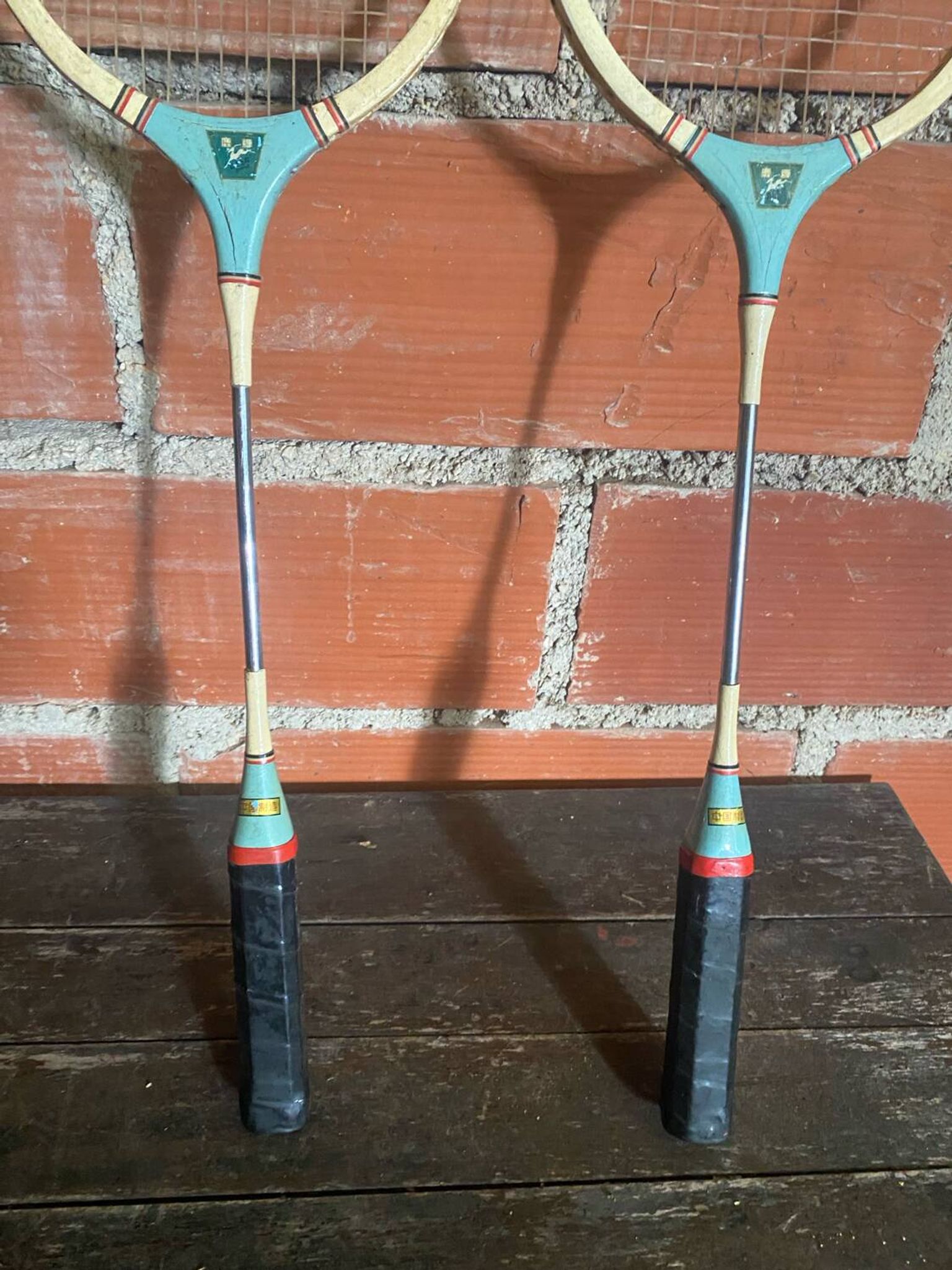 Pair of Vintage Badminton Rackets Wood + Metal from the 1950s #D579
