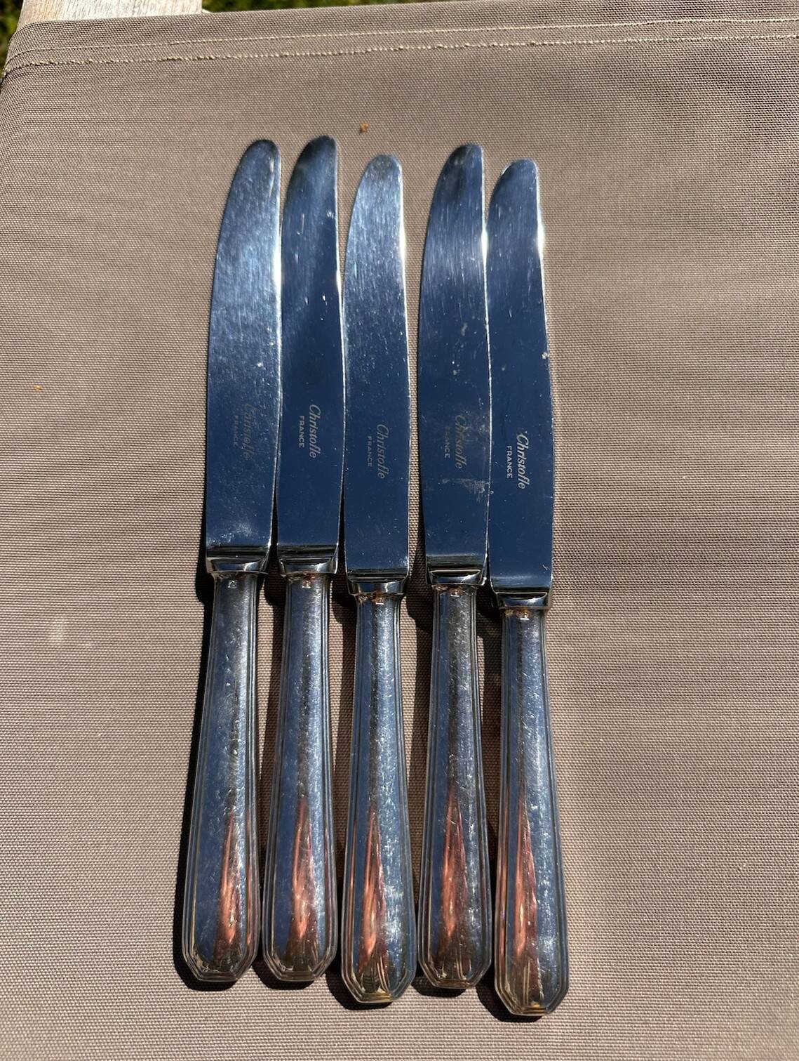 Set of 5 Large Table Knives Christofl - America Model by Luc Lan