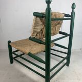 French straw rush low lounge chair in the style of Charles Dudouyt, 1950s