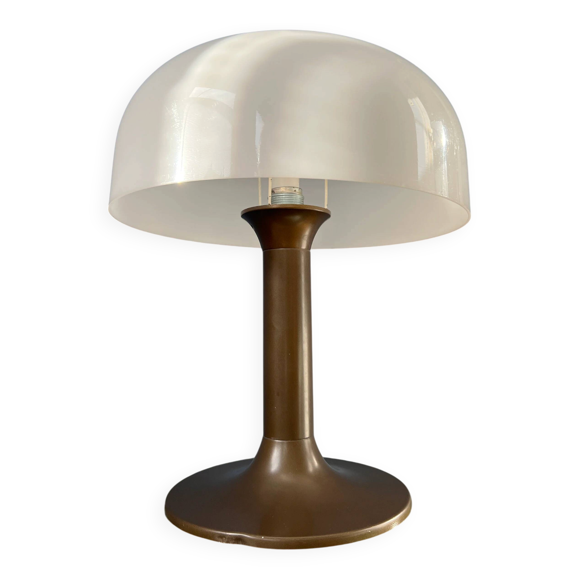 Brown and white Space Age Mid-Century mushroom table lamp