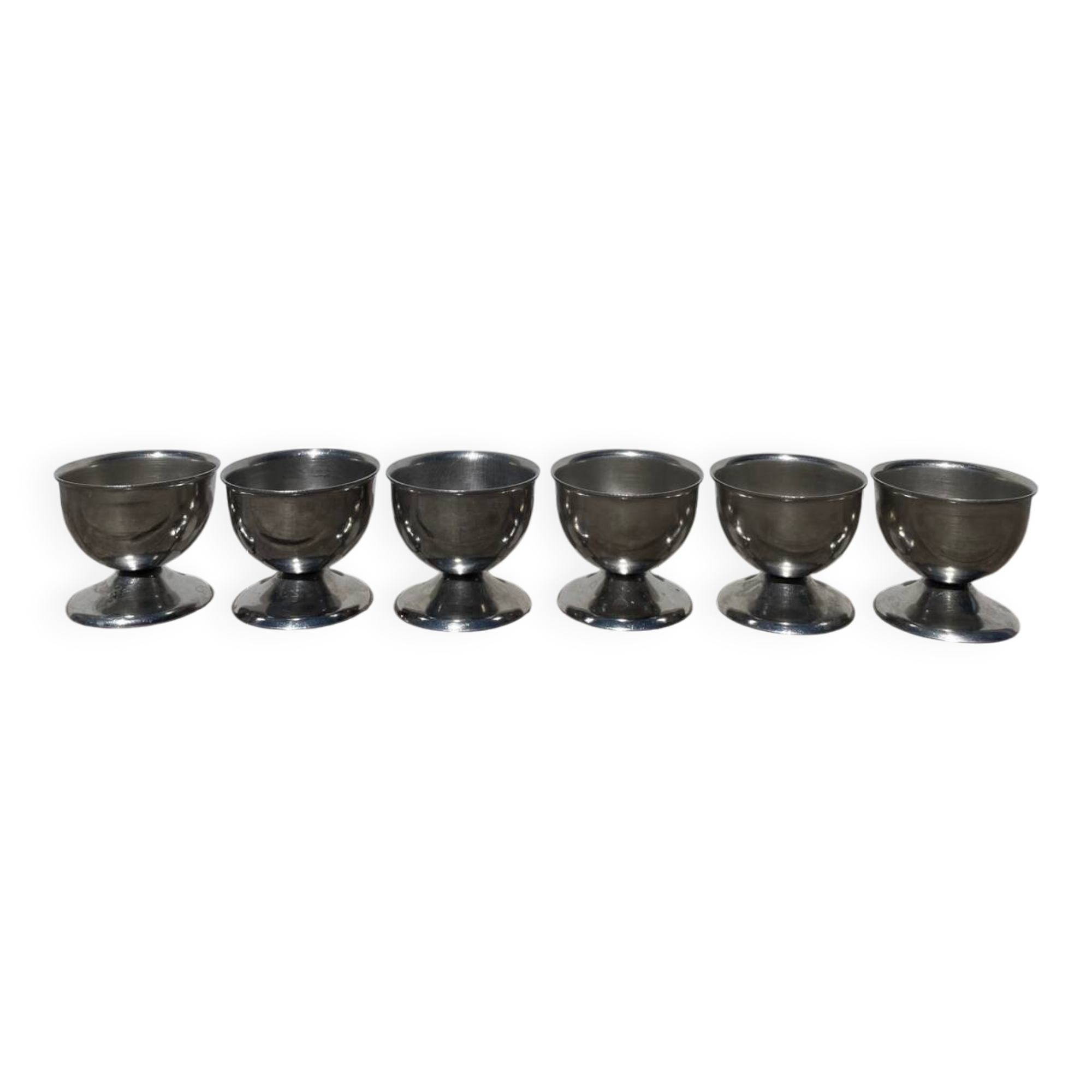 6 vintage metal egg cups 1970