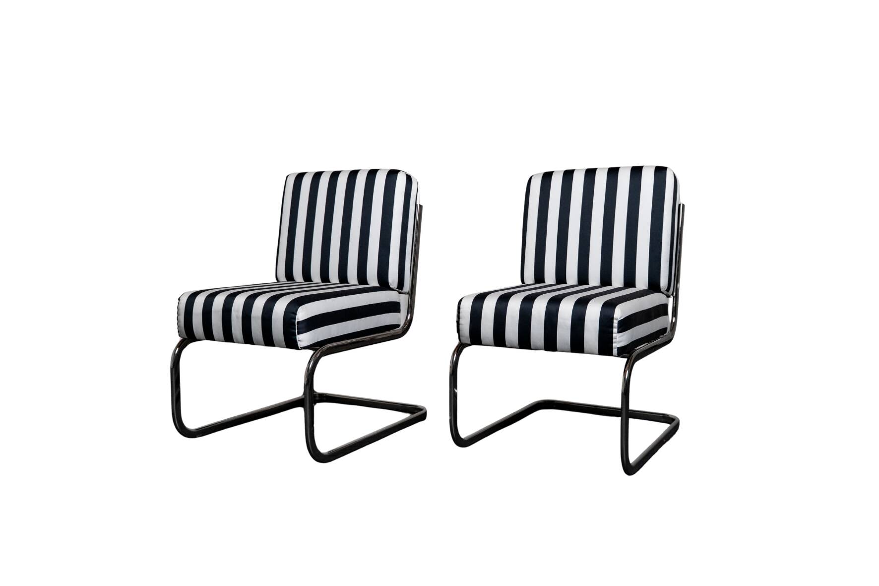 Pair of Seventies stripe armchairs