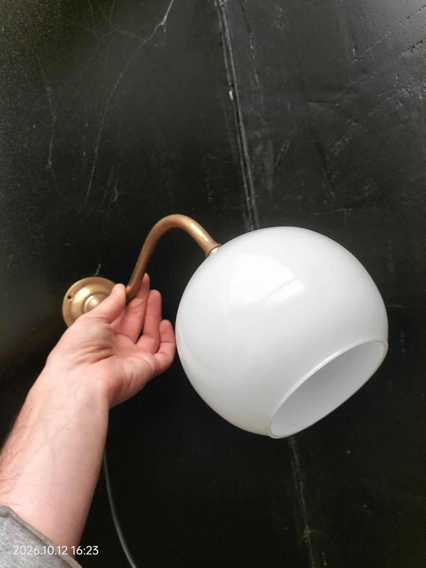 Brass and glass wall light