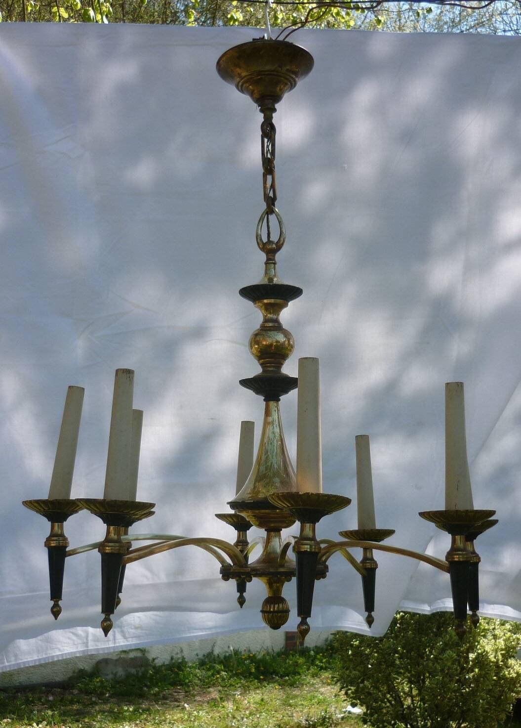 Empire chandelier in bronze and gilded brass