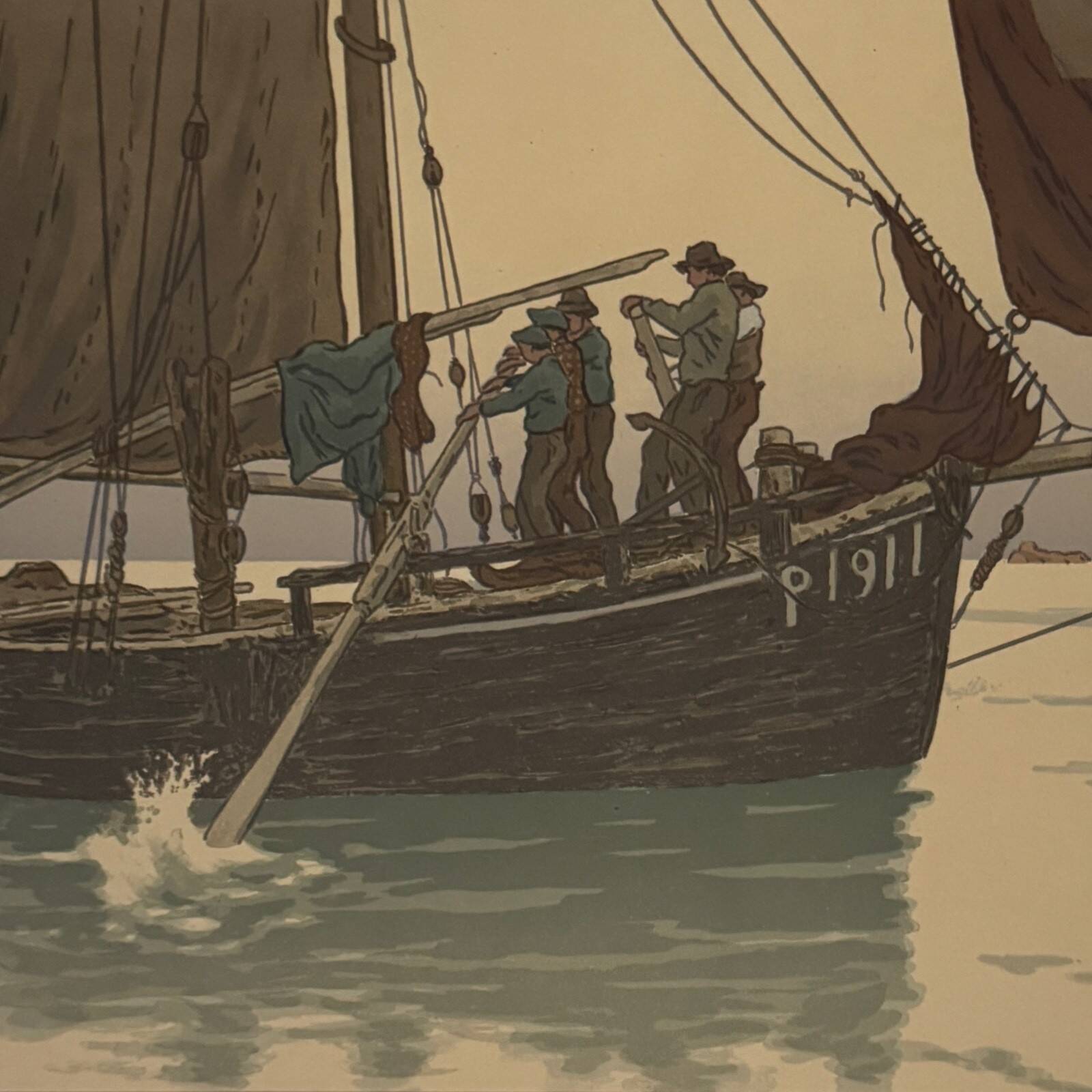 Lithographie par Henri Rivière La Féérie des Heures - Le Calme plat