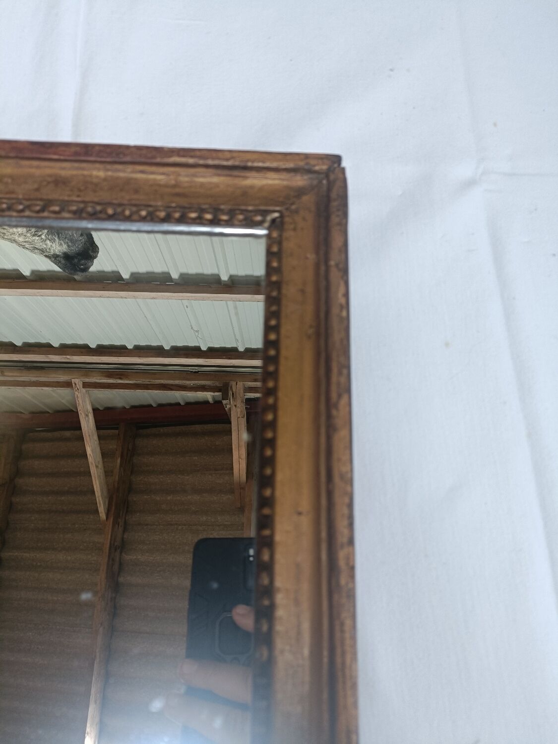 Small mirror in carved stucco wood, nineteenth, original ice