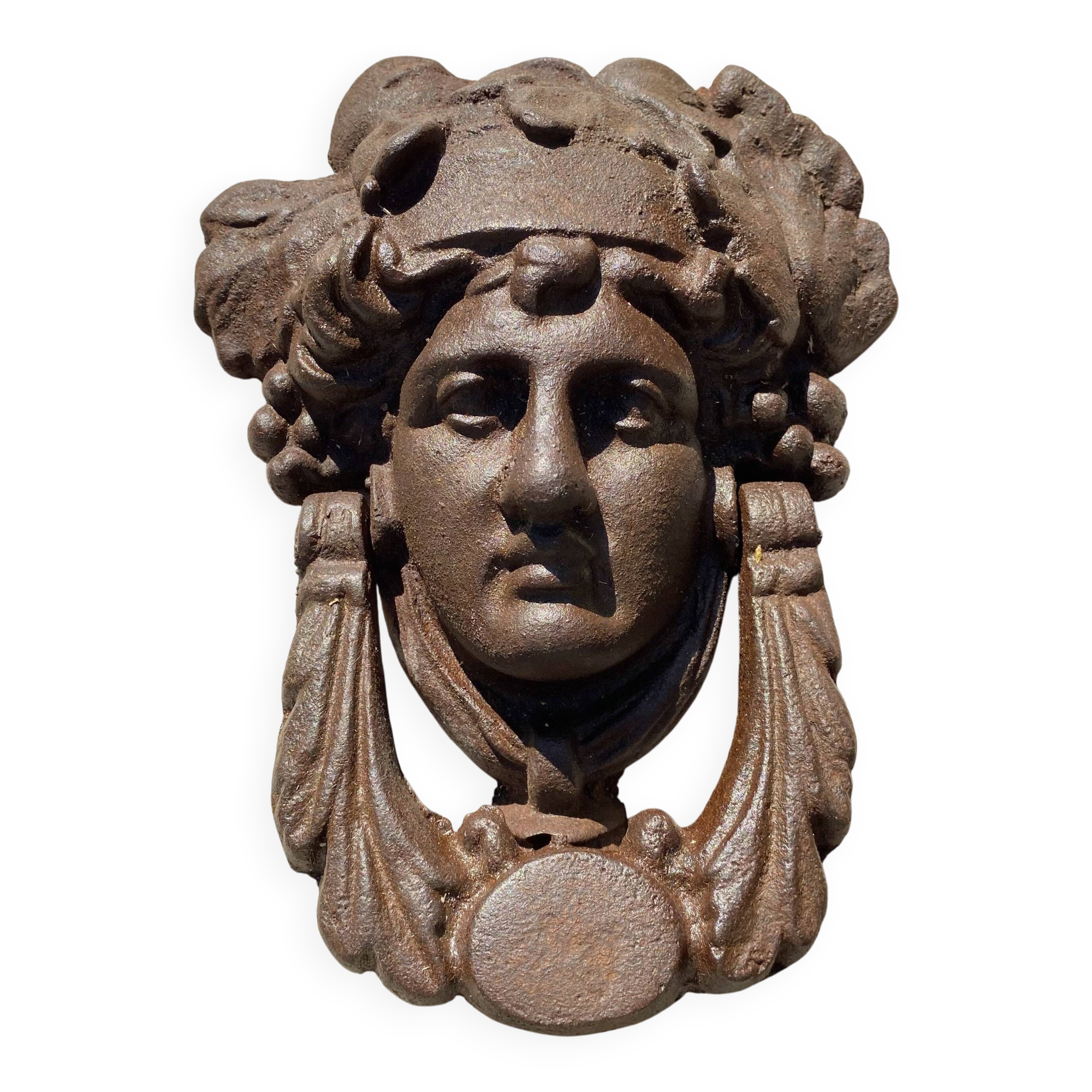 Heurtoir de porte en fonte portrait féminin classique