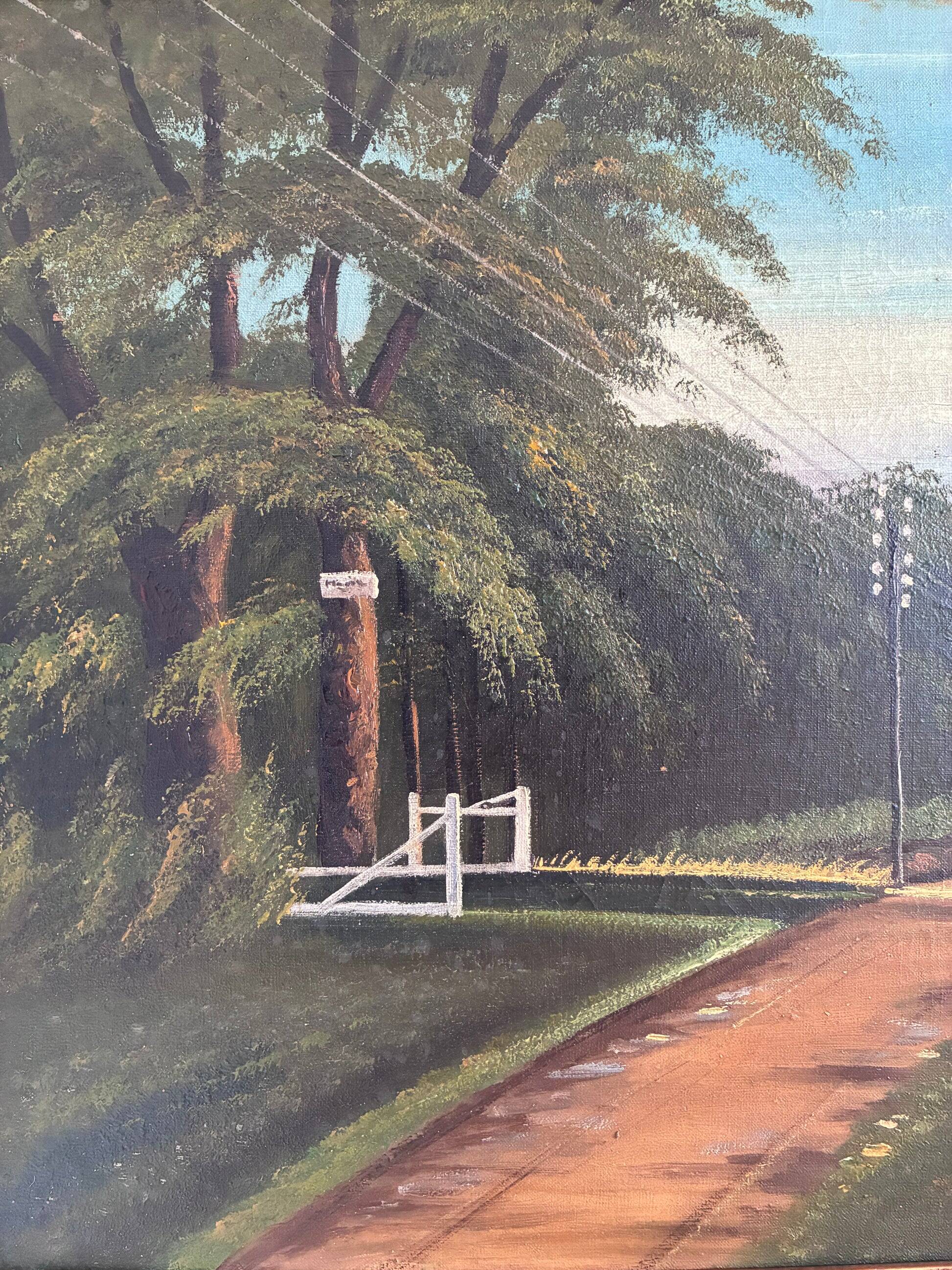 Vintage original coastal landscape oil painting, signed seaside art