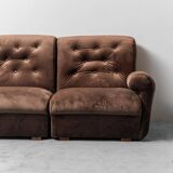 Canapé modulable 4 places en velours 1970 vintage modernisme