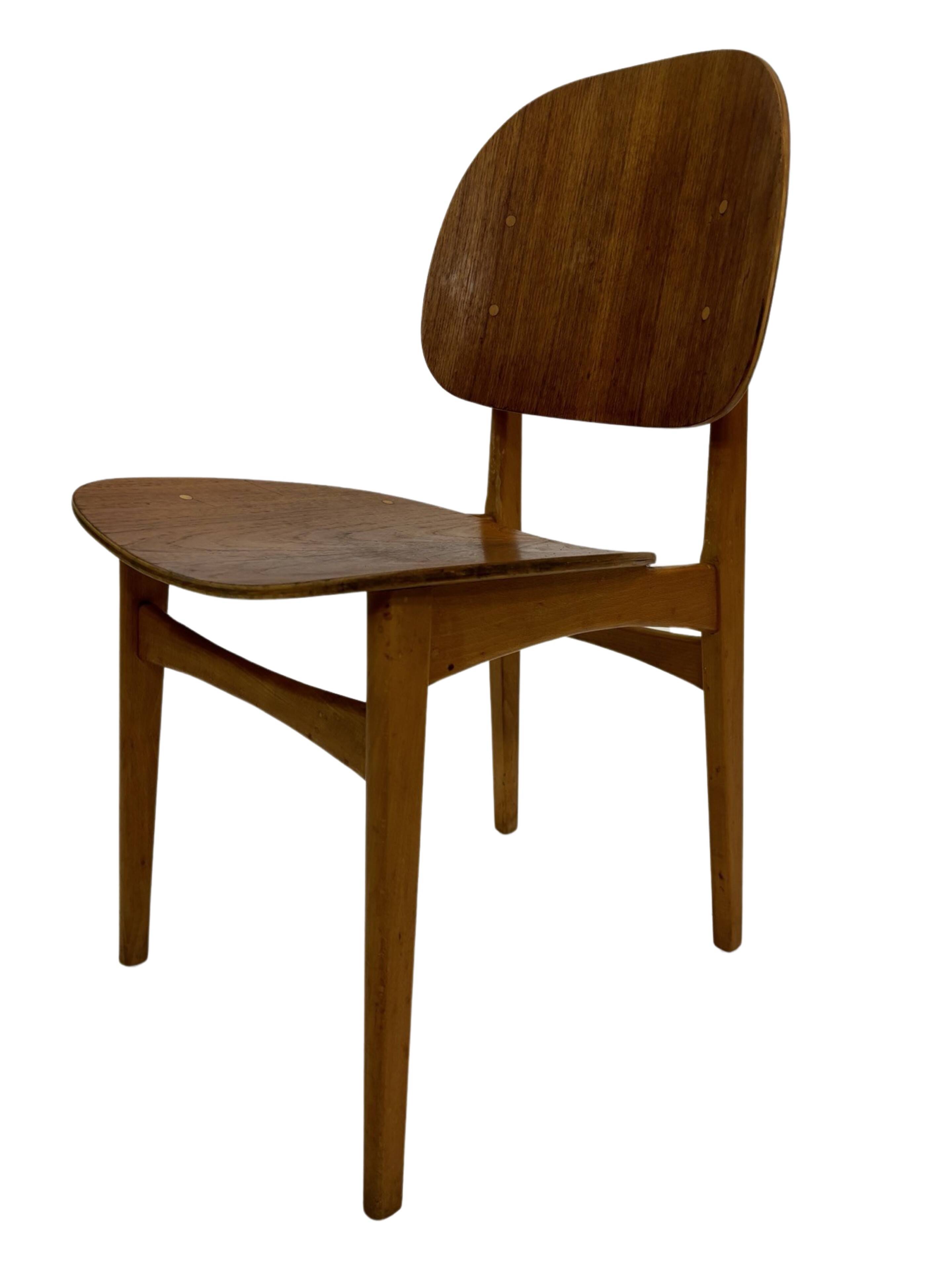 Vintage dining room chair Scandinavian 1960s plywood and teak design