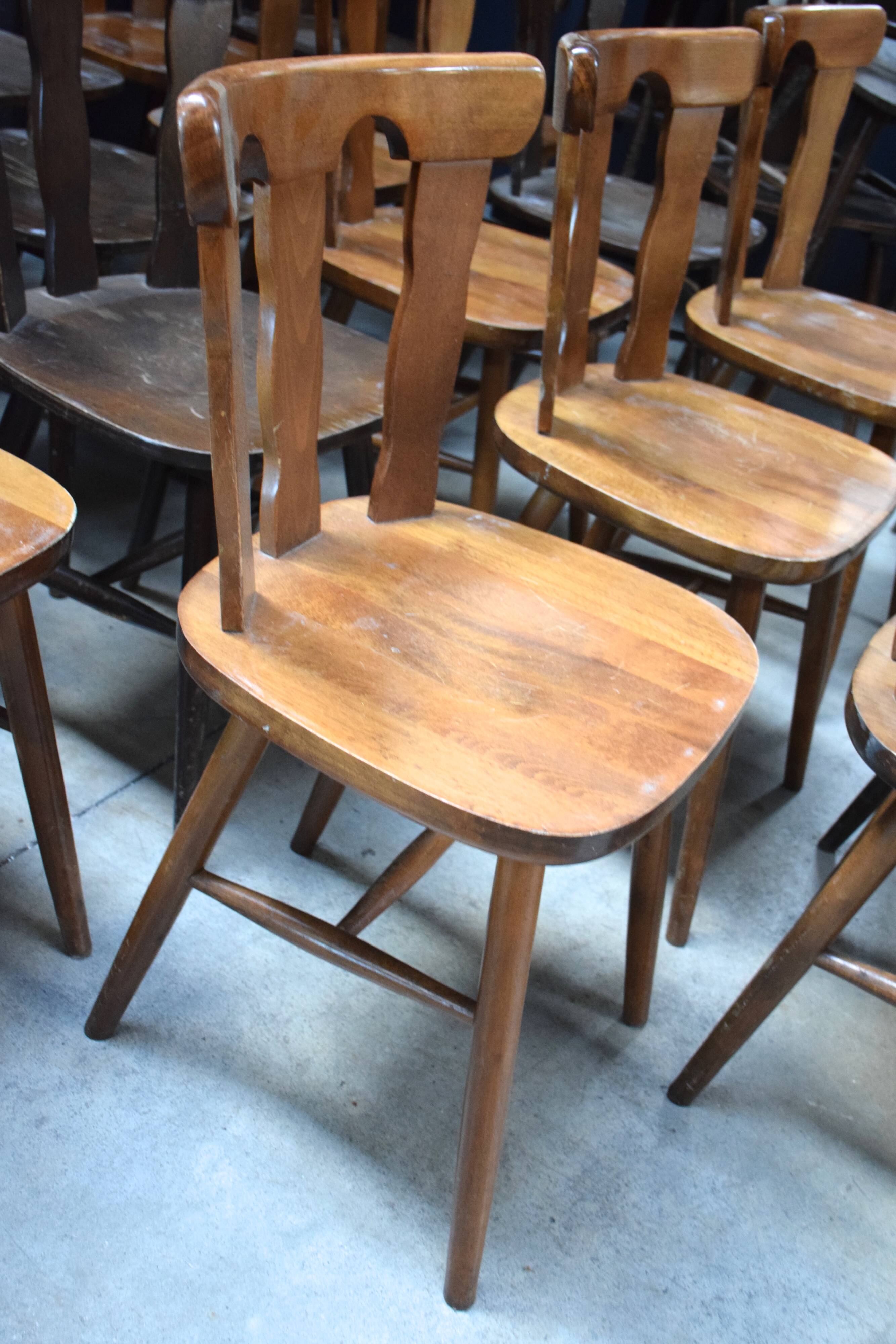 Lot 25 chairs bistro bar wood vintage 1960