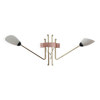 Important wall lamp brass opaline glass 1960s