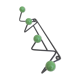 Coat rack zig-zag hooks balls green wood