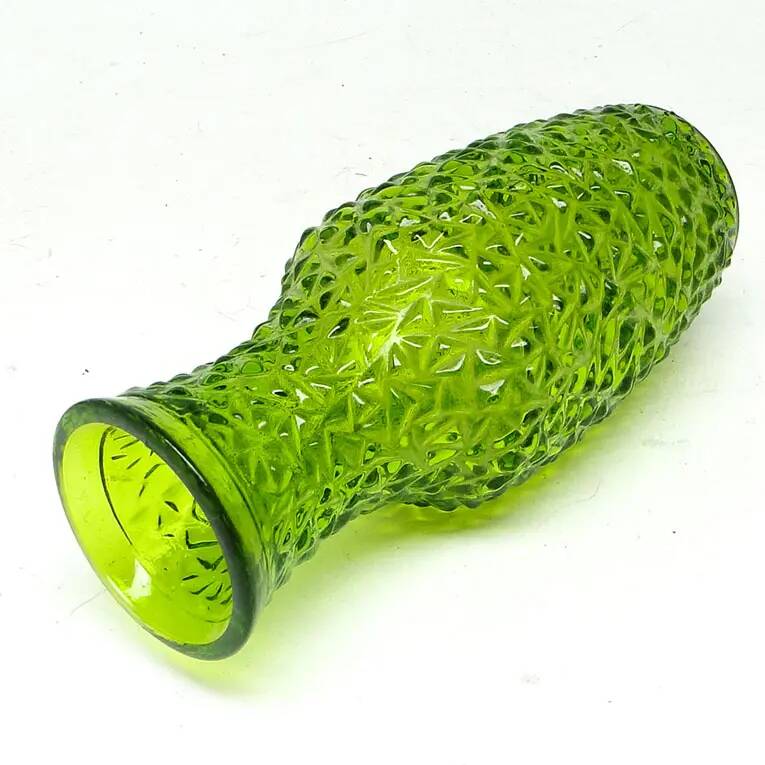 Postmodernist vase, green pressed glass, HSG Prądniczanka, Poland, 1970s