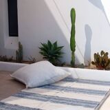 Recycled cotton handmade rug - Grey and white