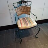 Metal and rattan chair with vine and grape decor