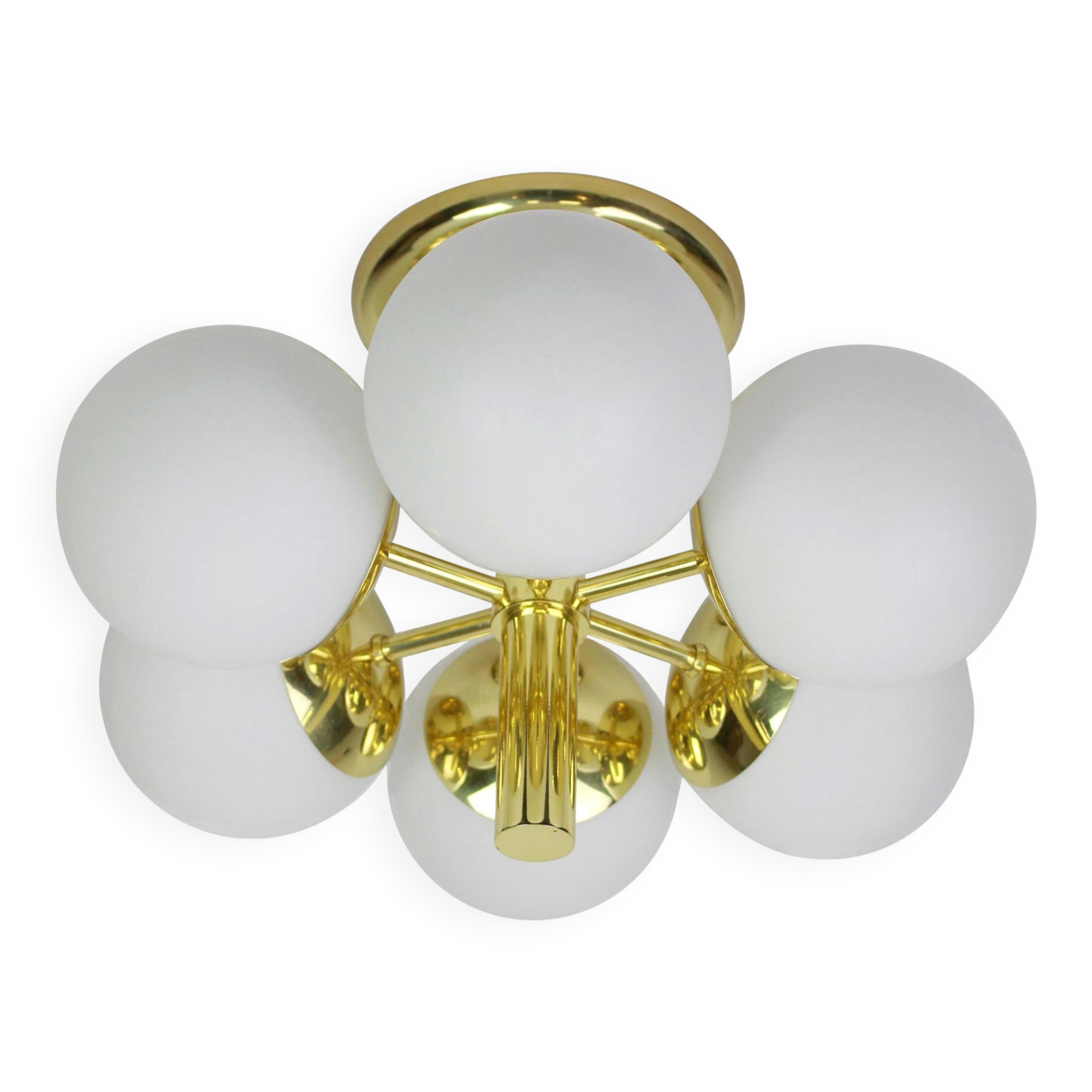 Lustre Radial Sputnik en Verre Opalin Kaiser, Allemagne, années 1960