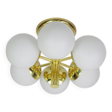 Lustre Radial Sputnik en Verre Opalin Kaiser, Allemagne, années 1960