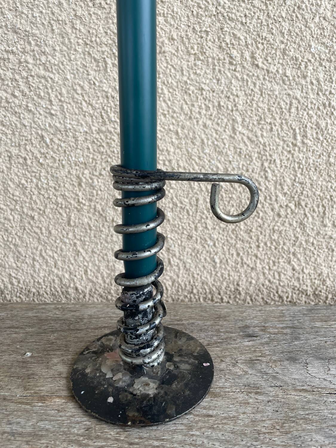 Vintage metal spring candle holder