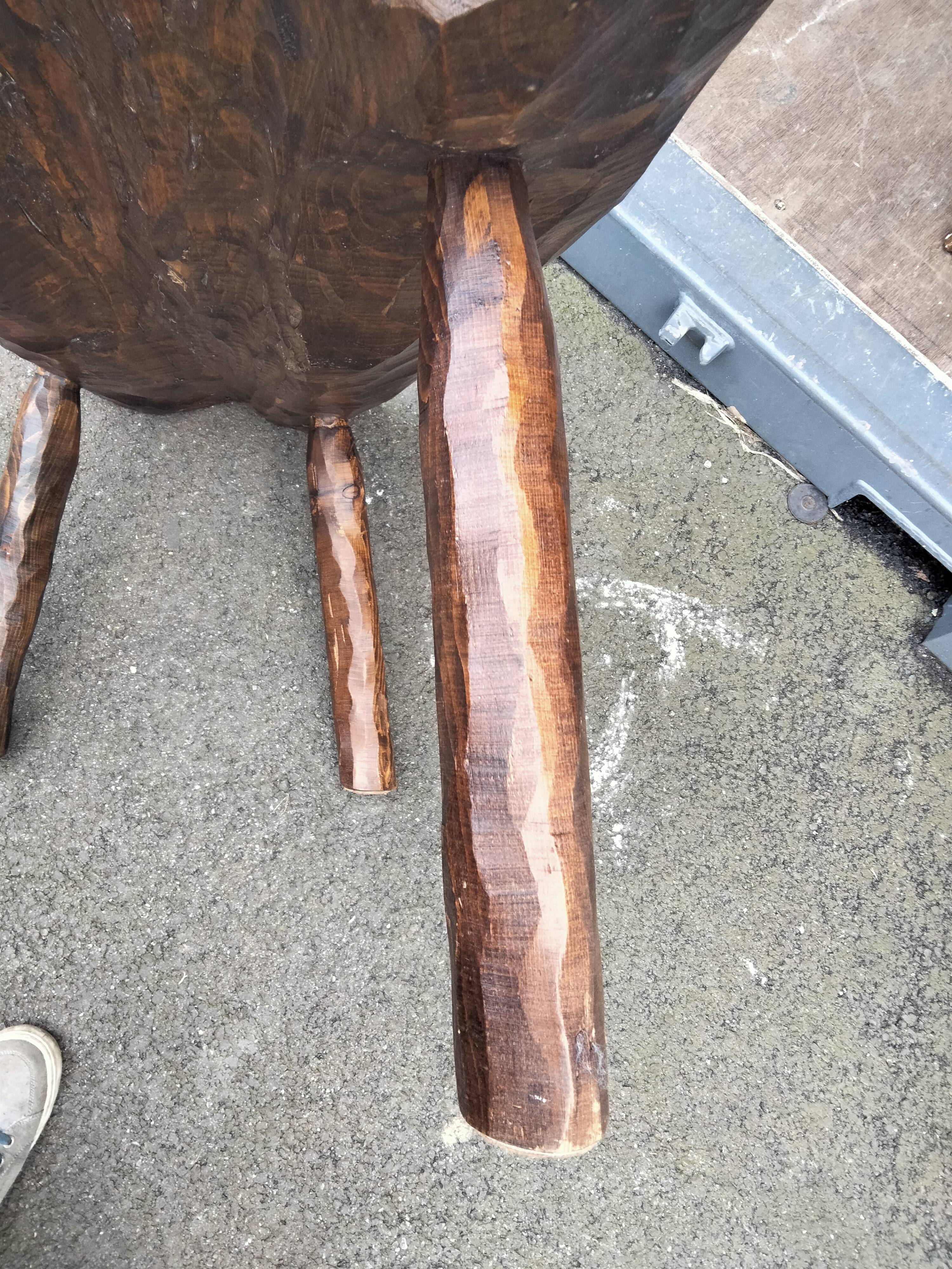 Old wooden side table vintage tree trunk décor