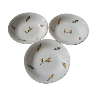 3 hollow plates made of earthenware by Digoin Sarreguemines model The fountain diam 20 cm