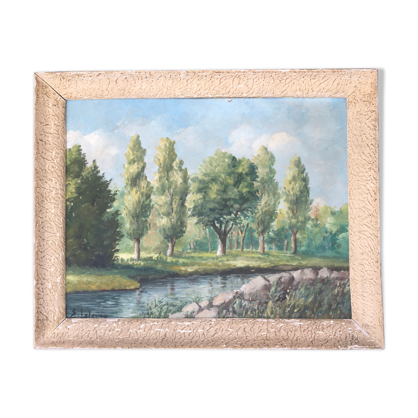 Landscape painting at the river