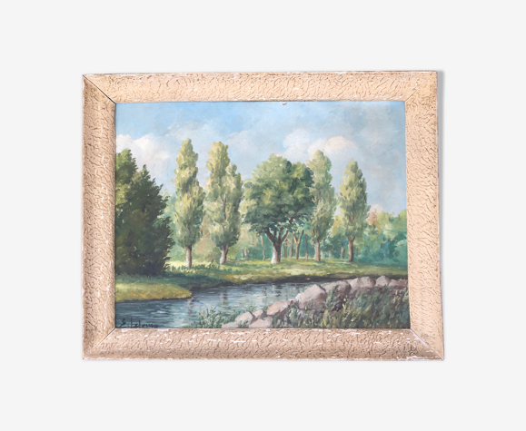 Tableau paysage à la rivière