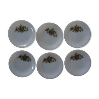 6 dessert plates fruits de france arcopal vintage ev