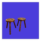 Paire de tabourets tripodes rustiques
