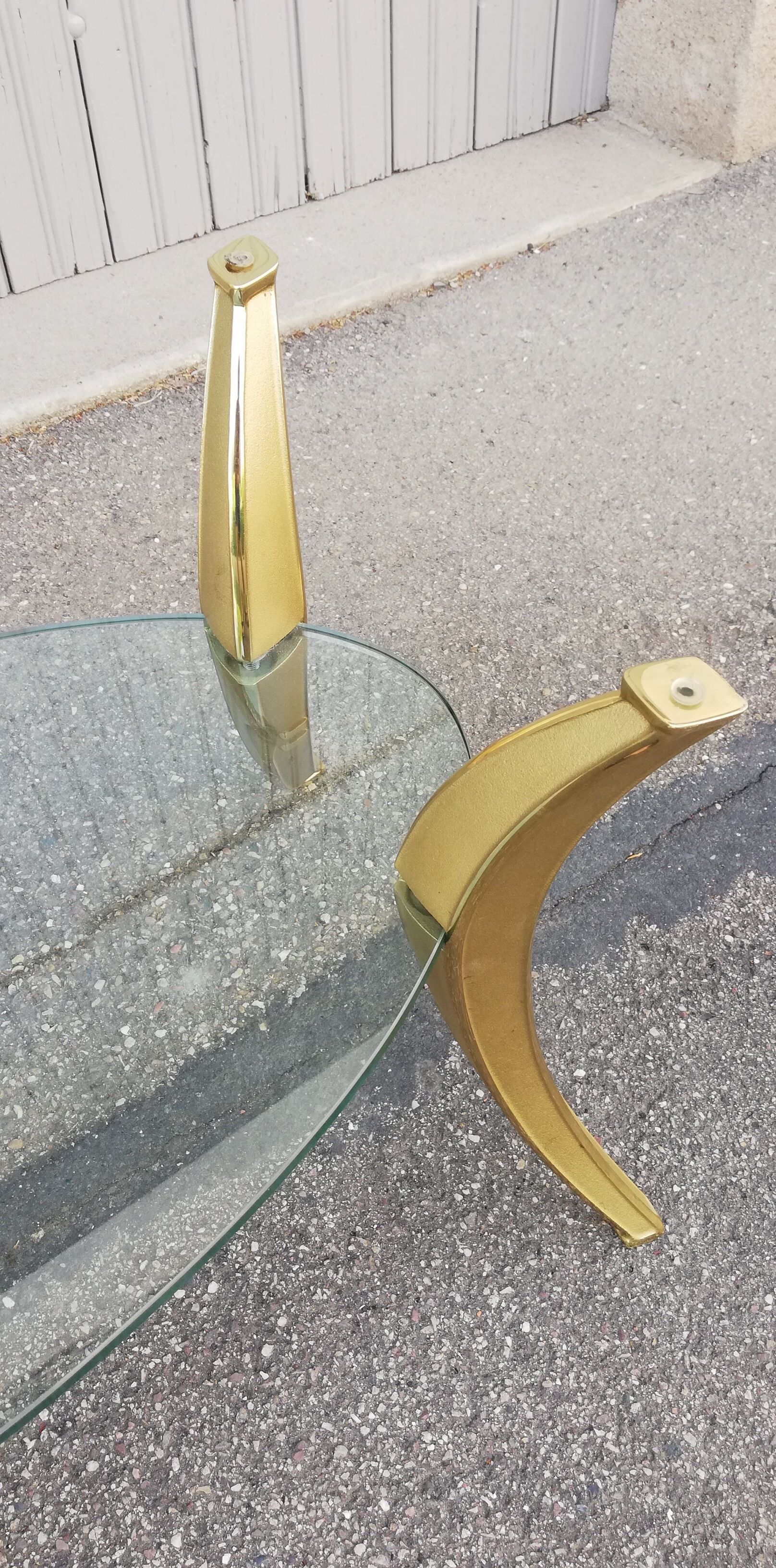 Vintage bronze and glass coffee table